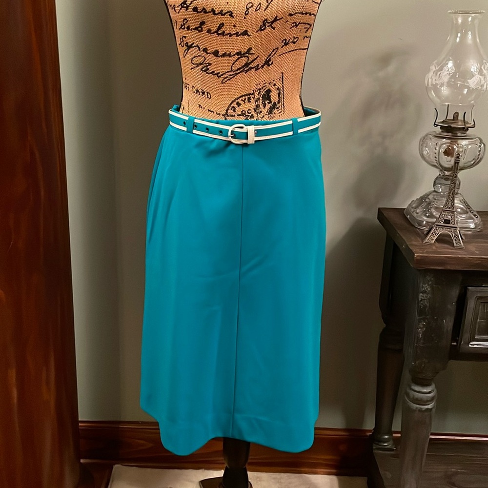 Vintage Devon teal blue skirt size 10 - measurements below.